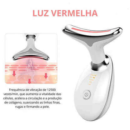 Skin Foto Terapêutico com LED para Rosto e Pescoço - Aumenta Produção de Colágeno + Binde Sérum 24K Gold - LillaBelle
